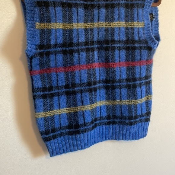 Retro Academia Wool Plaid Sweater Vest Vtg Lord & Taylor Blue Grandpa Eclectic - Picture 10 of 16